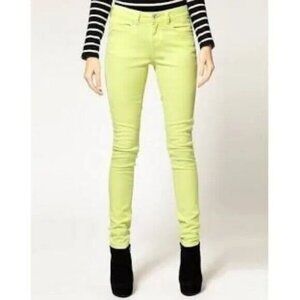 TAHARI Jeans Neon Green Colorful Bright Denim Skinny Jeans Size 10 NEW